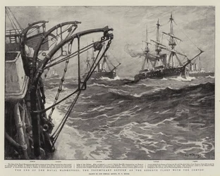 El fin de las maniobras navales, el regreso triunfante de la flota de reserva con el convoy